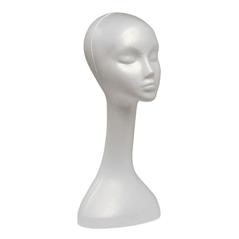 EPS Foam Long Neck Mannequin Wig Head Form for Display - White
