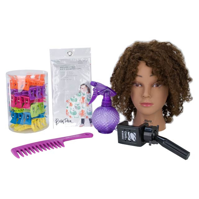 Child Youth Hairdresser Play Kit With Afro Style Mannequin Doll